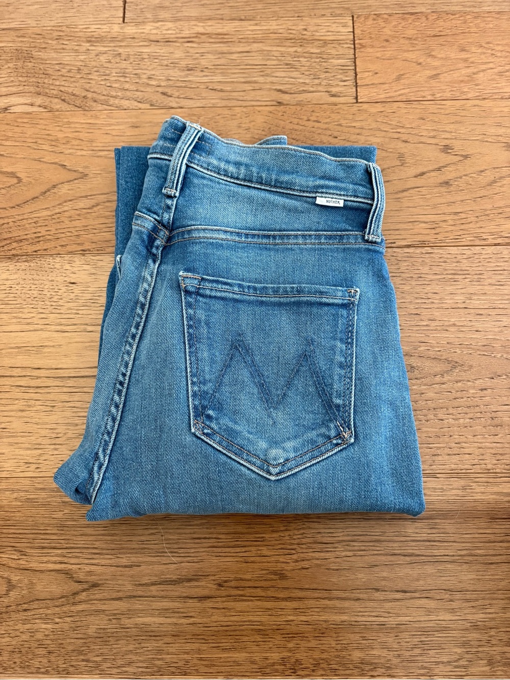 MOTHER The Rambler Straight Leg Jeans in Medium Blue Denim